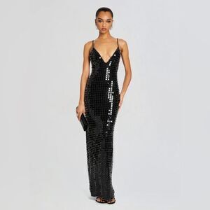 NWT $1,498 RETROFETE PERRI EMBELLISHED Crystal Sequin Sleeveless Maxi Gown M